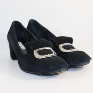 Charles David Black Suede Heels with Buckle Detail‎ – Women’s 9.5